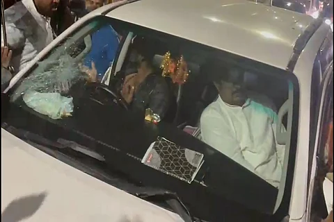 BJP president's car attacked