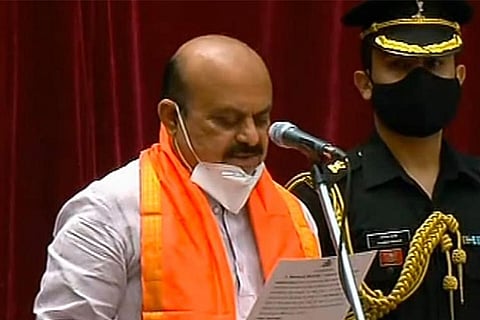 Basavaraj Bommai taking oath as Karnataka CM