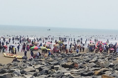 People enjoying an evening at the beach
