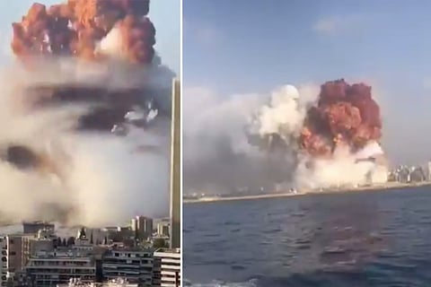Screengrab of the explosion in Beirut