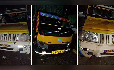 Vehicles used by BJP workers to illegally transport cattle in Dharmasthala