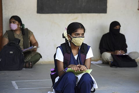 Student looking serious before exam