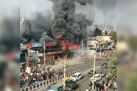 A massive fire that broke out in a building in Bengaluru