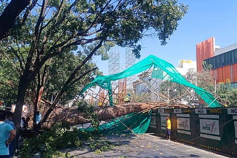 A reinforcement structure collapsed at a Bengaluru metro construction site on ORR.