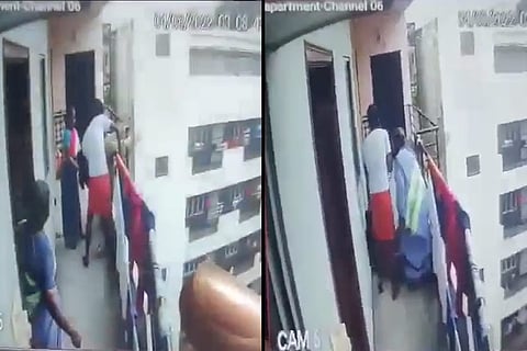 A woman threw her daughter from fourth floor of her apartment.