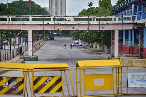 Barricades in majestic bus station