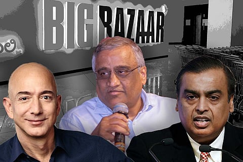 Jeff Bezos Kishore Biyani and Mukesh Ambani