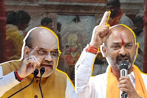 Union Home Minister Amit Shah and BJP state president Bandi Sanjay