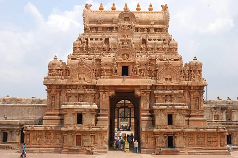 The archway of th Brihadeshwara Temple in Thanjavur