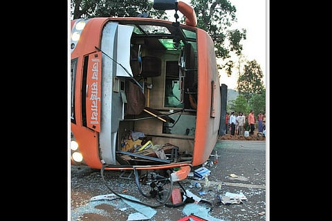 AP: Two people killed, 20 passengers injured as bus falls into valley in Kadapa