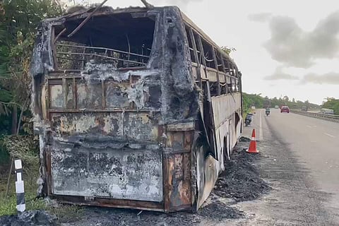 Close shave for 45 passengers as Hyderabad-Chirala bus catches fire