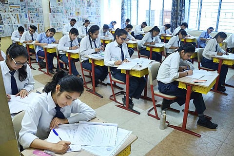 Students giving exam