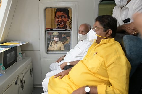 CM BS Yediyurappa along with Revenue Minister R Ashoka inspecting suburban rail project