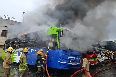 Fire accident at Koyambedu Omnibus stand