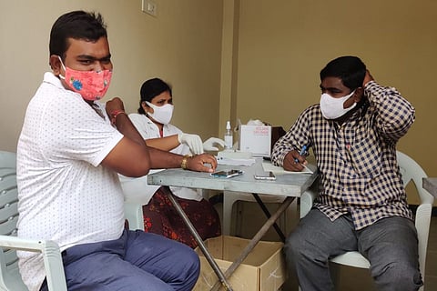 A person about to get vaccinated at a government health centre