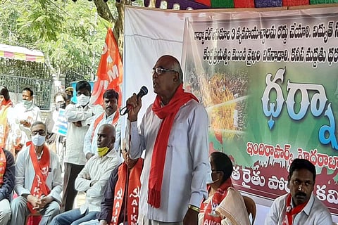 CPI general secretary Chada Venkat Reddy speaking at the meeting