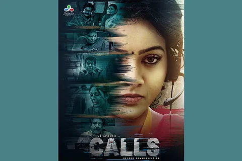 Late Actor VJ Chitra in poster of Tamil movie 'Calls'.