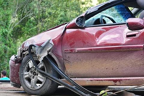 A damaged car due to a mishap