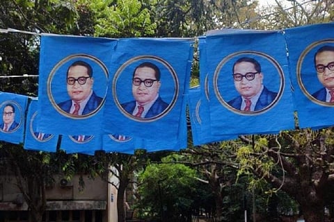 Ambedkar posters inside campus