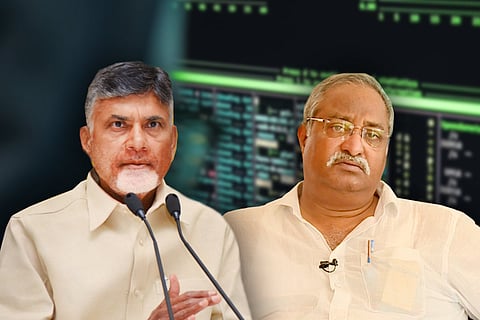A collage of Chandrababu Naidu and AB Venkateswara Rao