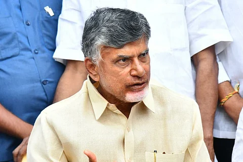 Chandrababu Naidu addressing the media