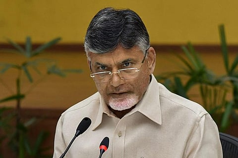 Chandrababu Naidu addressing the media