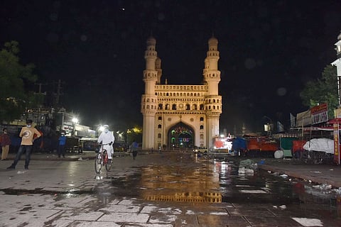 Hyderabad's Charminar during COVID-19 night curfew in April 2021