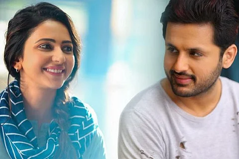 Actors Rakul Preet and Nithiin in poster of Check