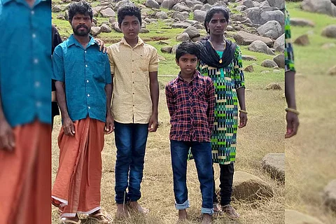 Tribal couple Yashoda and Chellappan with their sons