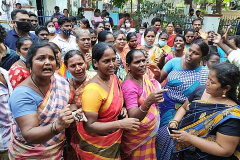 Sanitation workers in Chennai staging a protest