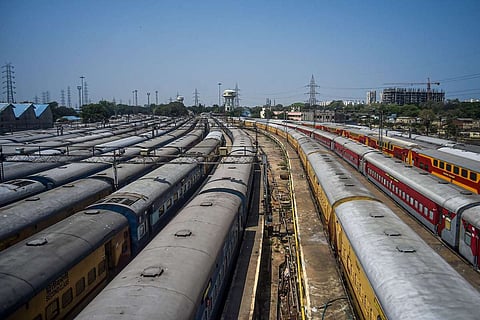 Trains at railway station