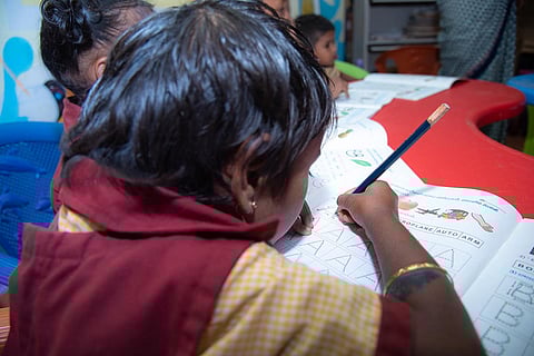 A child in a classroom