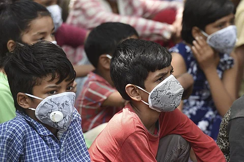 Children during the launch of a mobile vaccination centre