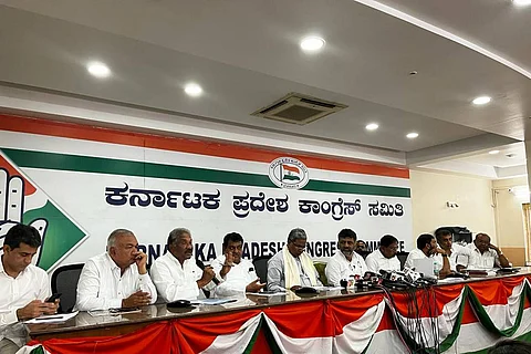 Top Congress leaders at the press conference in Bengaluru