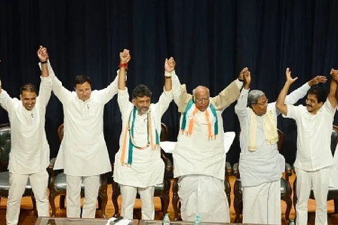 Congress leaders on stage