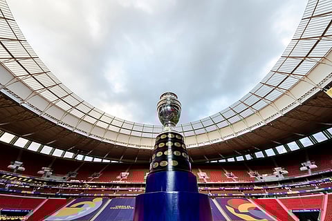 File photo of the Copa America cup placed in a stadium