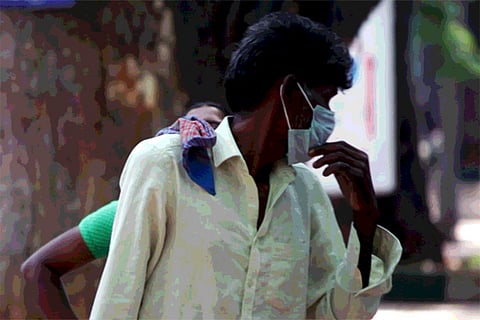 A man wearing a face mask amid Covid pandemic