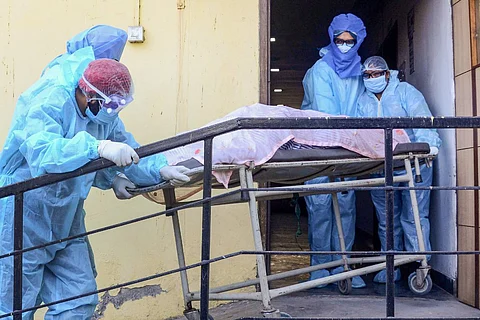 Body of a Covid patient at a hospital in Amritsar