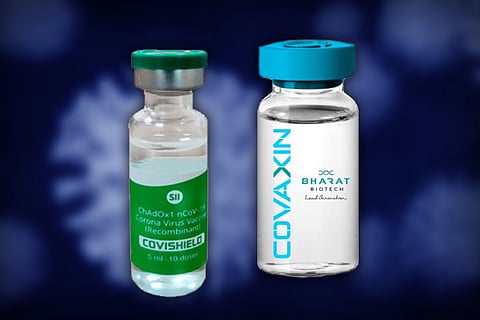 Representative image of covishield and covaxin vials