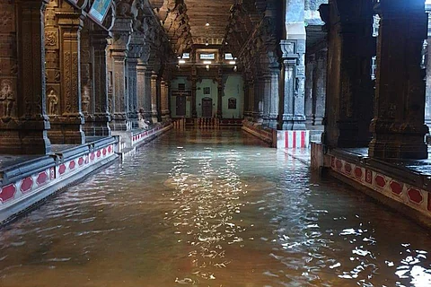 The incessant rains have flooded Nataraja temple in Chidambaram