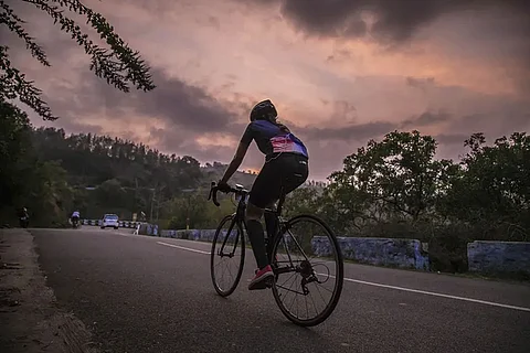A file photo of a girl cycling