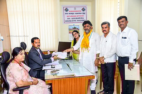 DK Shivakumar submitting his nomination papers
