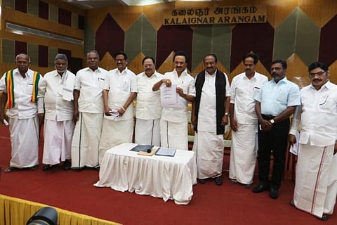 DMK President Stalin along with leaders of alliance partners