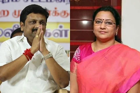 Collage of KRN Rajeshkumar and Kanimozhi Somu