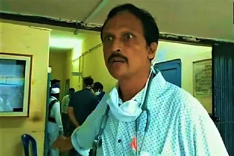 Dr Sudhakar complaining about the lack of PPE kits