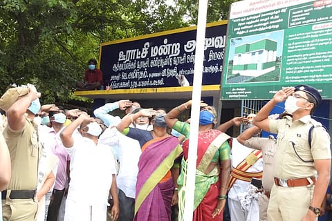 The Dalit panchayat leader Amrutham, who was stopped from hoisting the flag on Independence Day, exercising her duty