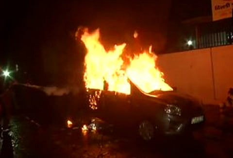 Car torched in Daryaganj in Delhi after violence in CAA protests