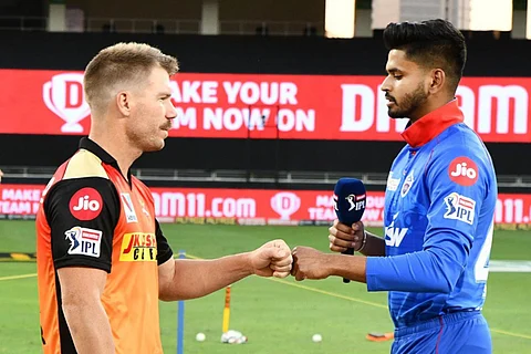 Sunrisers Hyderabad captain David Warner and Delhi Capitals captain Shreyas Iyer