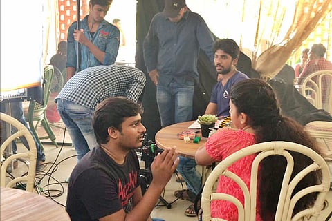 Deepak Reddy on the sets of Manasanamaha along with the cast and crew