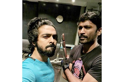 GV Prakash and Dhanush at a music studio